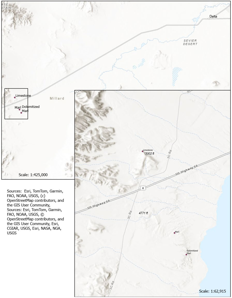 Location map of samples taken for Nutrient Solubility analysis