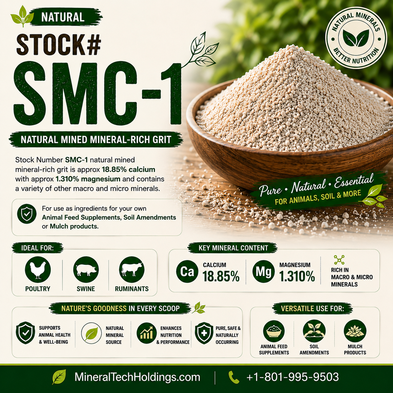SMC-1 natural mined mineral-rich grit product graphic